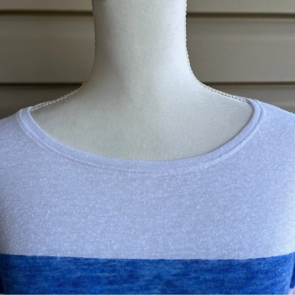 •Talbots• Lightweight Striped Linen Blend Top - Size Medium - Picture 3 of 9